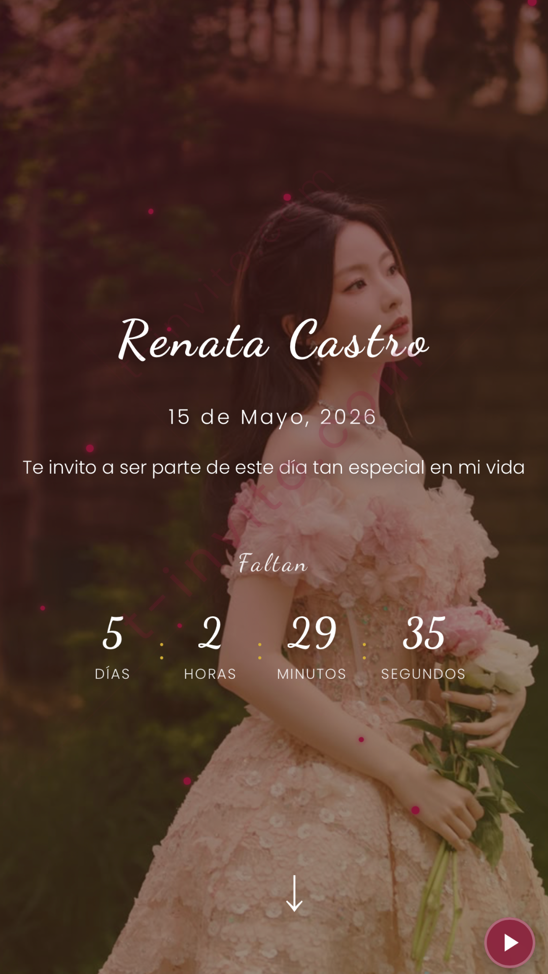 Vista previa invitación Quinceañera demo 1